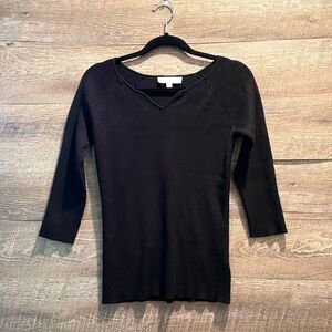 Madison Grey Black Ribbed Knit Pullover Sweater Women’s Size Large